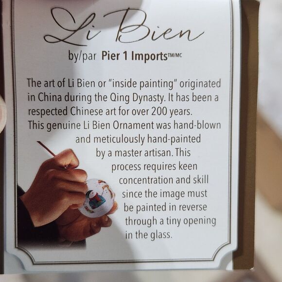 Cat Kitten Christmas Ornament Li Bien Reverse Hand Painted Pier 1 One 2017 w Box - Picture 11 of 14